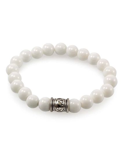 Фотография сверху браслета из керамических бусин с руной Ансуз.