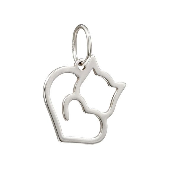 Котик домашний из серебра 925 пробы, вид полубоком сзади