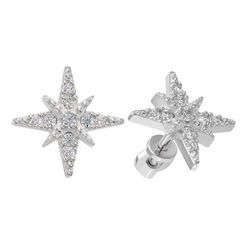 Серьги-пусеты Вифлеемская звезда из серебра 925 пробы с фианитами