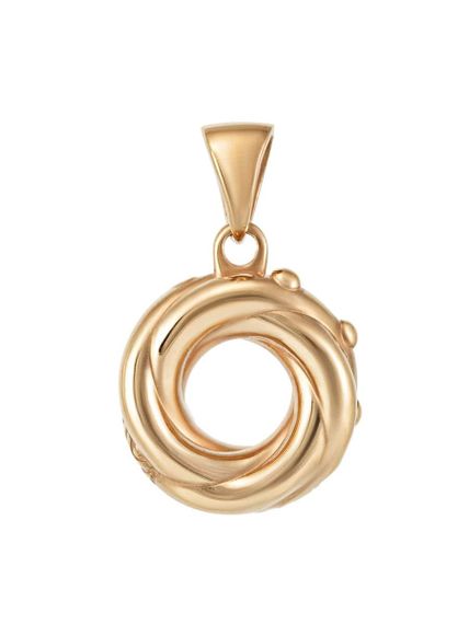 Фото подвески на белом фоне Алжирский узелок любви из серебра с золотом вид задней части.