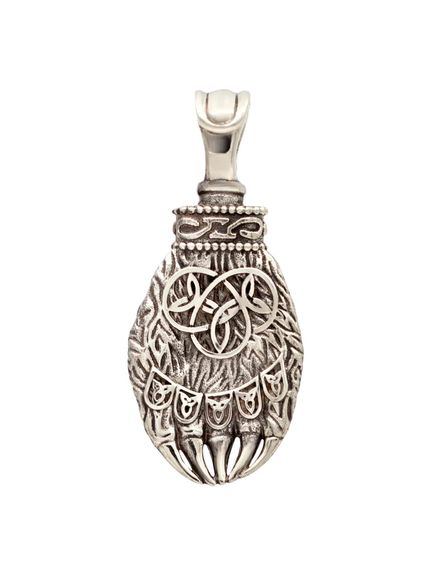 Подвеска Лапа Велеса из мельхиора, вид спереди