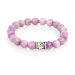 Браслет Денежный импульс из натурального кунцита с руной Феху из серебра 925