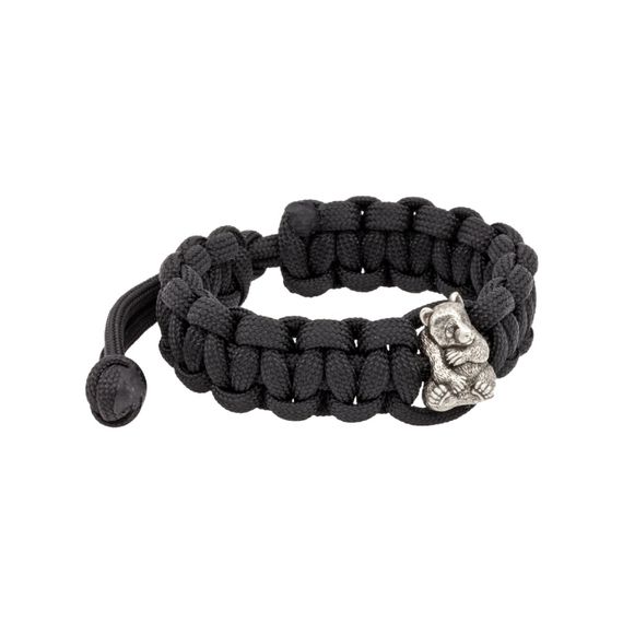 Браслет с шармом Панда из мельхиора - чёрный паракорд, фото 2
