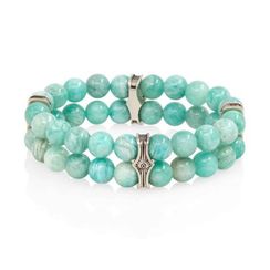 Браслет Всевидящее Око из Мельхиора Двойной с амазонитом 8 мм