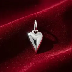 Сердце литое - подвеска на серьги из серебра 925 пробы