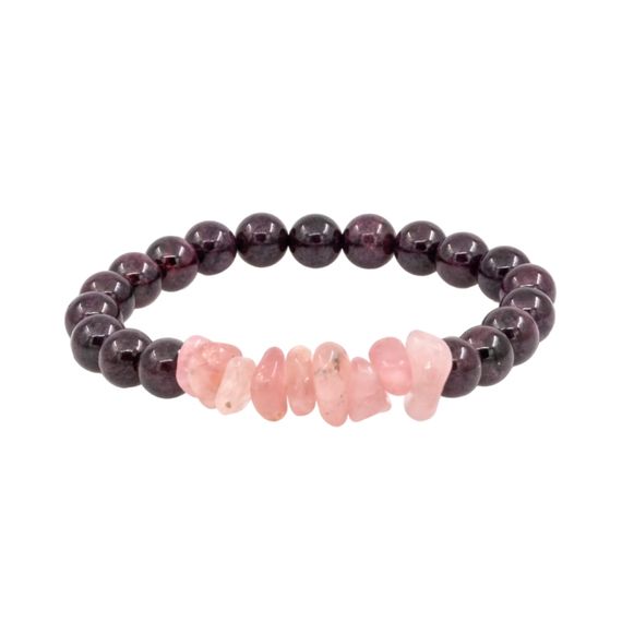 Браслет из натурального камня граната и кварца розового, фото 1