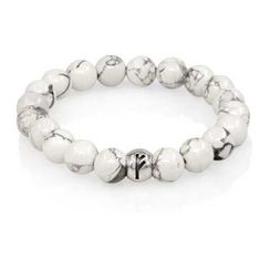 Браслет из натурального магнезита с руной Феху из серебра 925 пробы - Финансовый поток