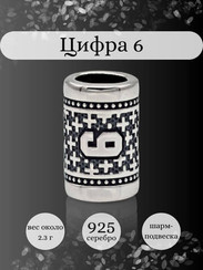 Шарм Цифра 6 из серебра