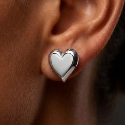 Серьги-пусеты Сердце большое из серебра 925 пробы