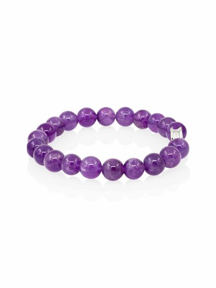 Браслет из натурального аметиста с шармом Кошка - Защита и благополучие, вид сбоку 2