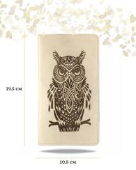 Кошелек высокий Сова молочная кожа
