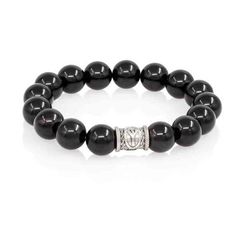 Браслет Защита из природного мориона с руной Альгиз из серебра 925