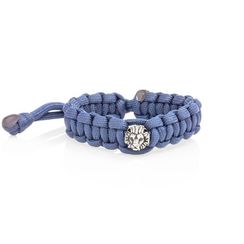 Браслет с шармом Лев из мельхиора - синий паракорд