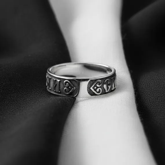 Кольцо Спаси и сохрани из серебра