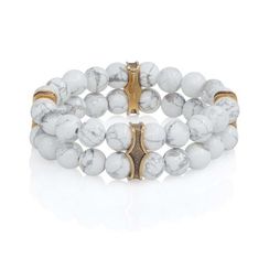 Всевидящее Око - двойной браслет с шармами из бронзы с магнезитом 8 мм