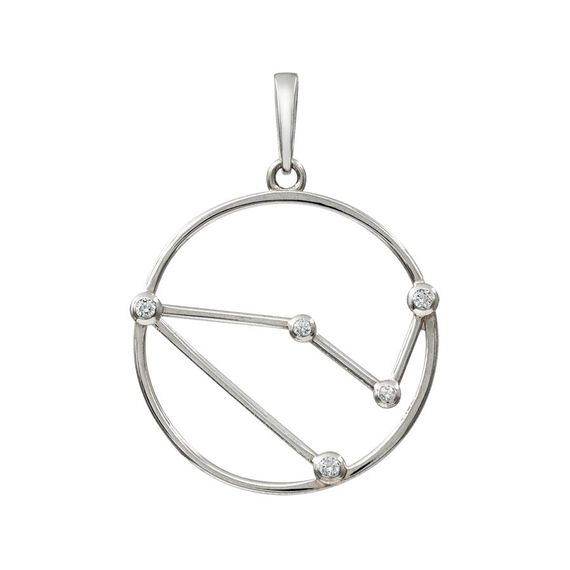 Подвеска на шею Созвездие Козерог Знак зодиака серебро с фианитами, фото 1