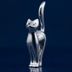 Кольцедержатель Кошка стоит - фигурка из бронзы с никелевым покрытием