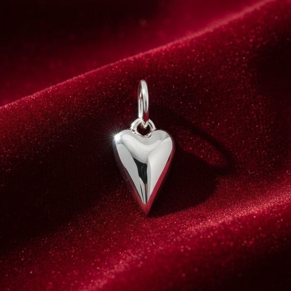 Сердце литое - подвеска на серьги из серебра 925 пробы, живое фото 4