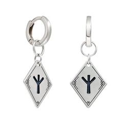 Серьги Конго 12 мм с подвеской руна Альгиз из серебра 925