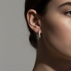 Серьги конго Точки с камнями фианитами из серебра 925