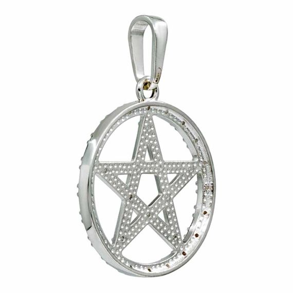 Подвеска Пентаграмма в круге из серебра 925 пробы с фианитами, вид 4