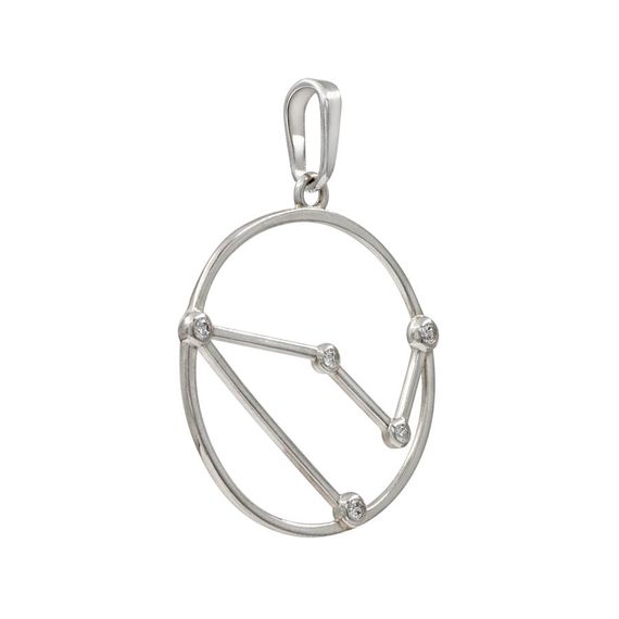 Подвеска на шею Созвездие Козерог Знак зодиака серебро с фианитами, фото 3