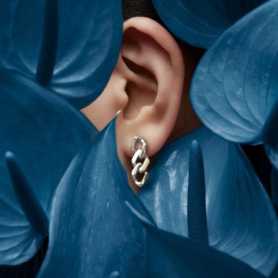 Серьги Звенья из серебра 925 пробы, вид 4