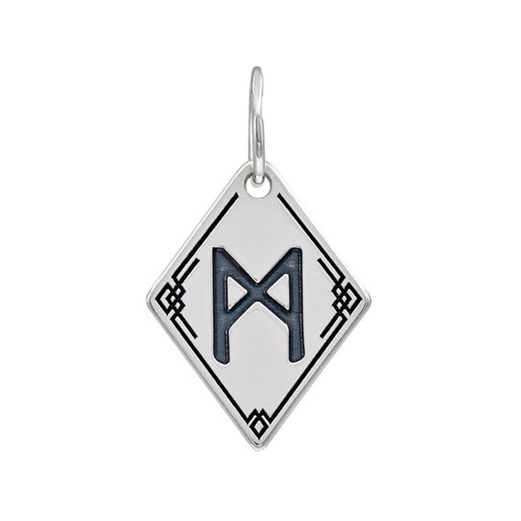 Подвеска Руна Манназ - кулон из серебра 925, вид 1