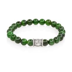 Браслет Денежный импульс из натурального нефрита с руной Феху из серебра 925