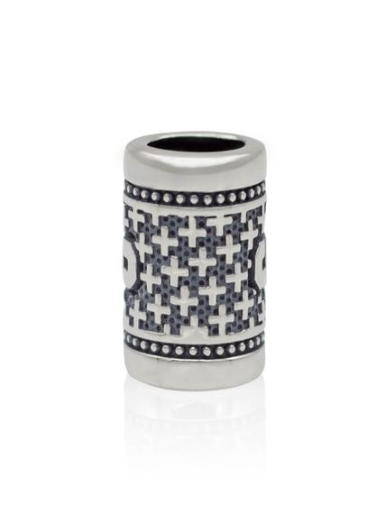 Фото шарм цифра 6 из серебра на белом фоне сбоку