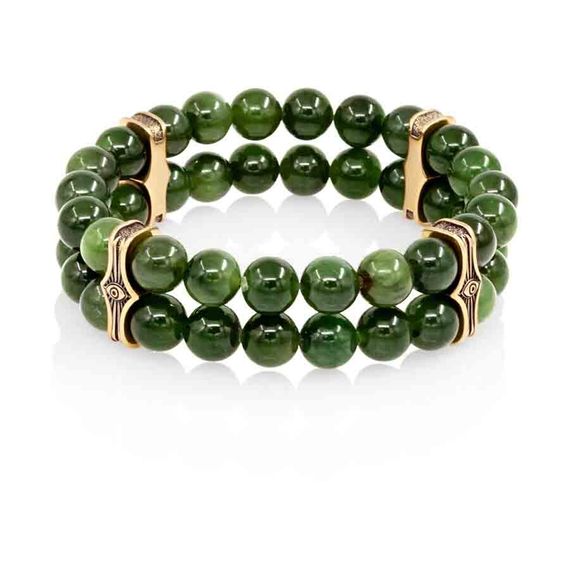 Браслет Всевидящее Око из Бронзы Двойной с нефритом 8 мм, вид 2