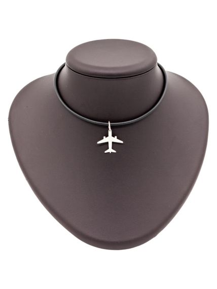 Самолет подвеска из серебра 925 пробы, на постаменте