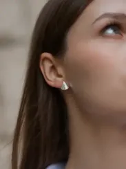 Серьги-пусеты Веер из серебра 925 пробы с фианитами