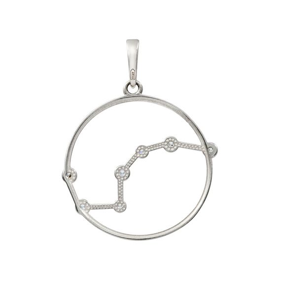 Подвеска на шею Созвездие Скорпион Знак зодиака серебро с фианитами, фото 1