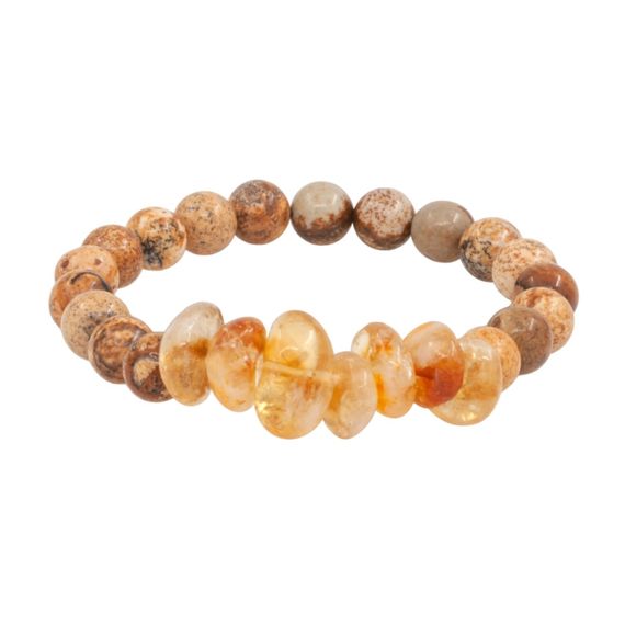 Браслет из натурального камня цитрин и яшмы пейзажной, фото 1