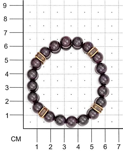 Браслет двойной из натурального граната 8 мм с шармом Всевидящее око из бронзы на размерной сетке