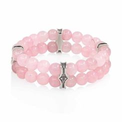 Браслет Всевидящее Око из Мельхиора Двойной с кварцем розовым 8 мм