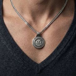 Серебряный оберег с символом Велеса и медведем малый подвеска