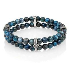 Браслет Всевидящее Око из Мельхиора Двойной с кианитом синим 6 мм