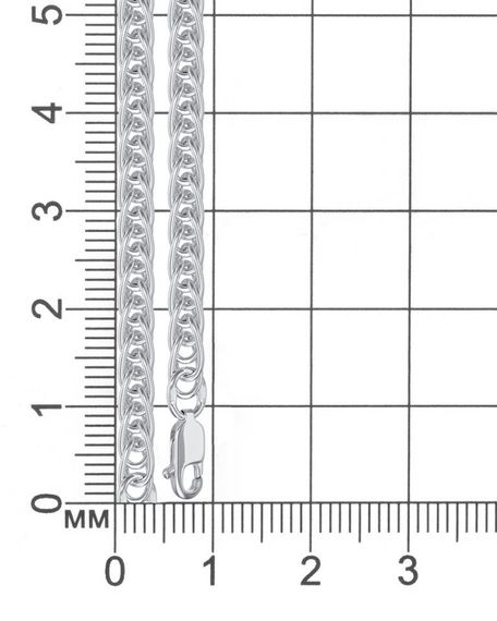 Браслет цепочка Колос тройной мужской серебро 925, размерная сетка