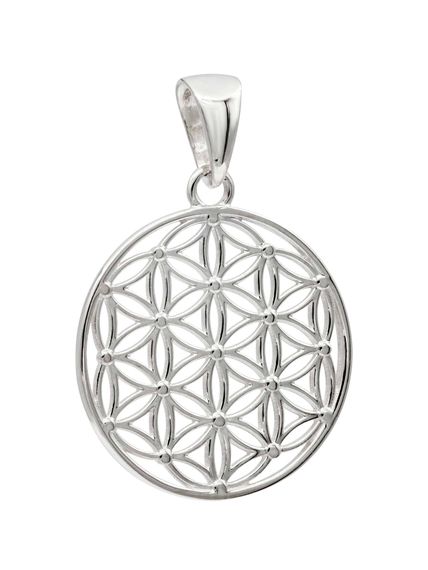 Фото подвески Цветок жизни средний из серебра, вид сзади.