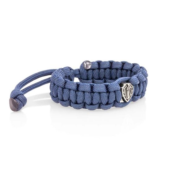 Браслет с шармом Щит и меч из мельхиора - синий паракорд, вид 2