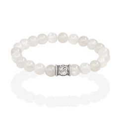 Браслет Денежный импульс из натурального лунного камня с руной Феху из серебра 925