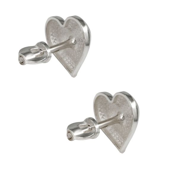 Серьги-пусеты Сердце большое из серебра 925 пробы, вид 3