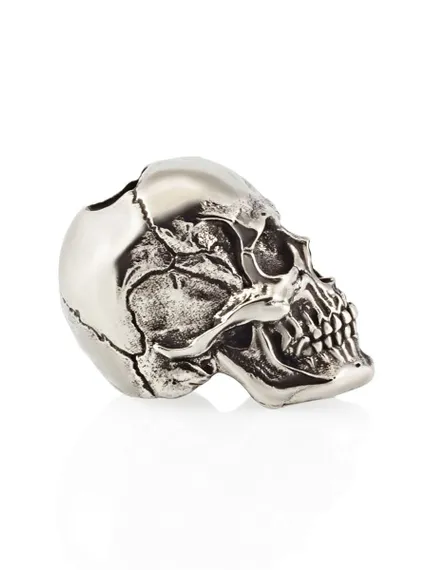 Фото бусина череп Skull Victory из мельхиора, вид справа.