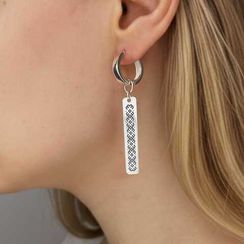 Моно-серьга конго с подвеской Славянские узоры серебро 925 пробы