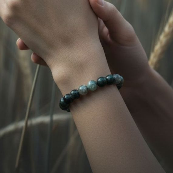 Браслет из зеленой яшмы, живое фото 4