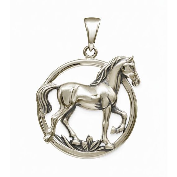 Лошадь в круге - подвеска из мельхиора, вид 1