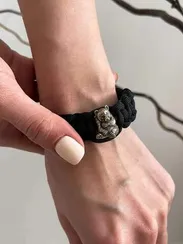 Браслет Баланс из паракорда с шармом Панда из мельхиора
