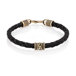 Браслет гайтан из натуральной кожи с руной Соулу бронза